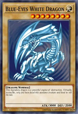 Blue-Eyes White Dragon, a yellow-bordered Normal Monster